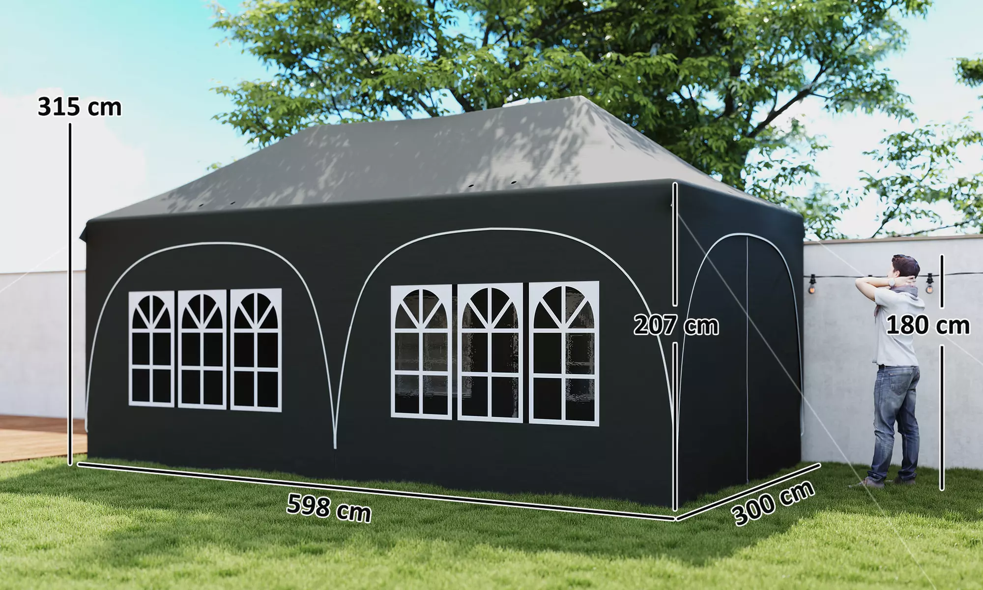 Outsunny 3m x 6m Pop Up Gazebo with Sides