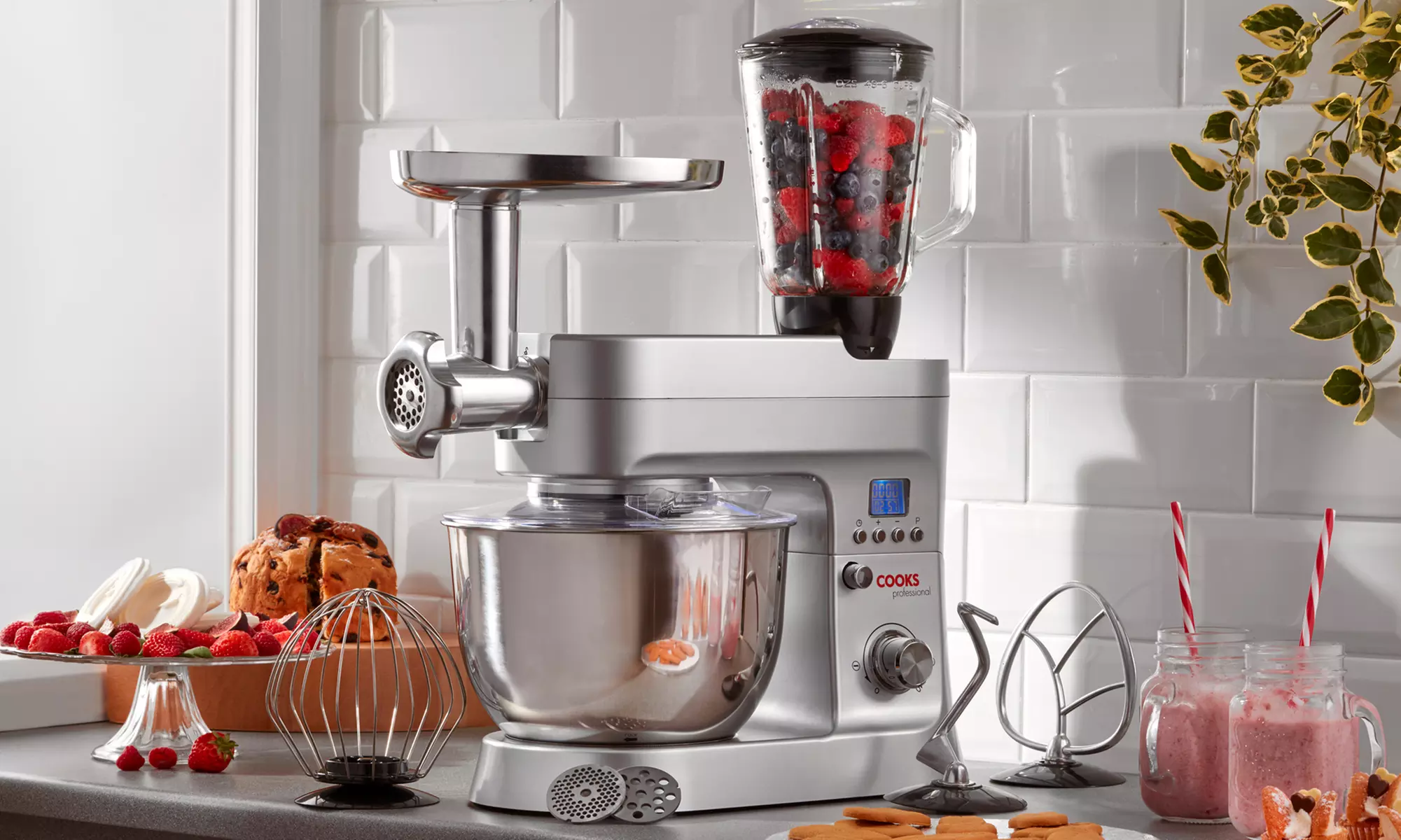 Cooks Professional 1200W Retro-Style Digital Stand Mixer with Optional Accessories - Primary Image