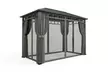 Outsunny Dark Grey Metal Garden Gazebo with Galvanised Roof, Curtains and Netting - Image 3