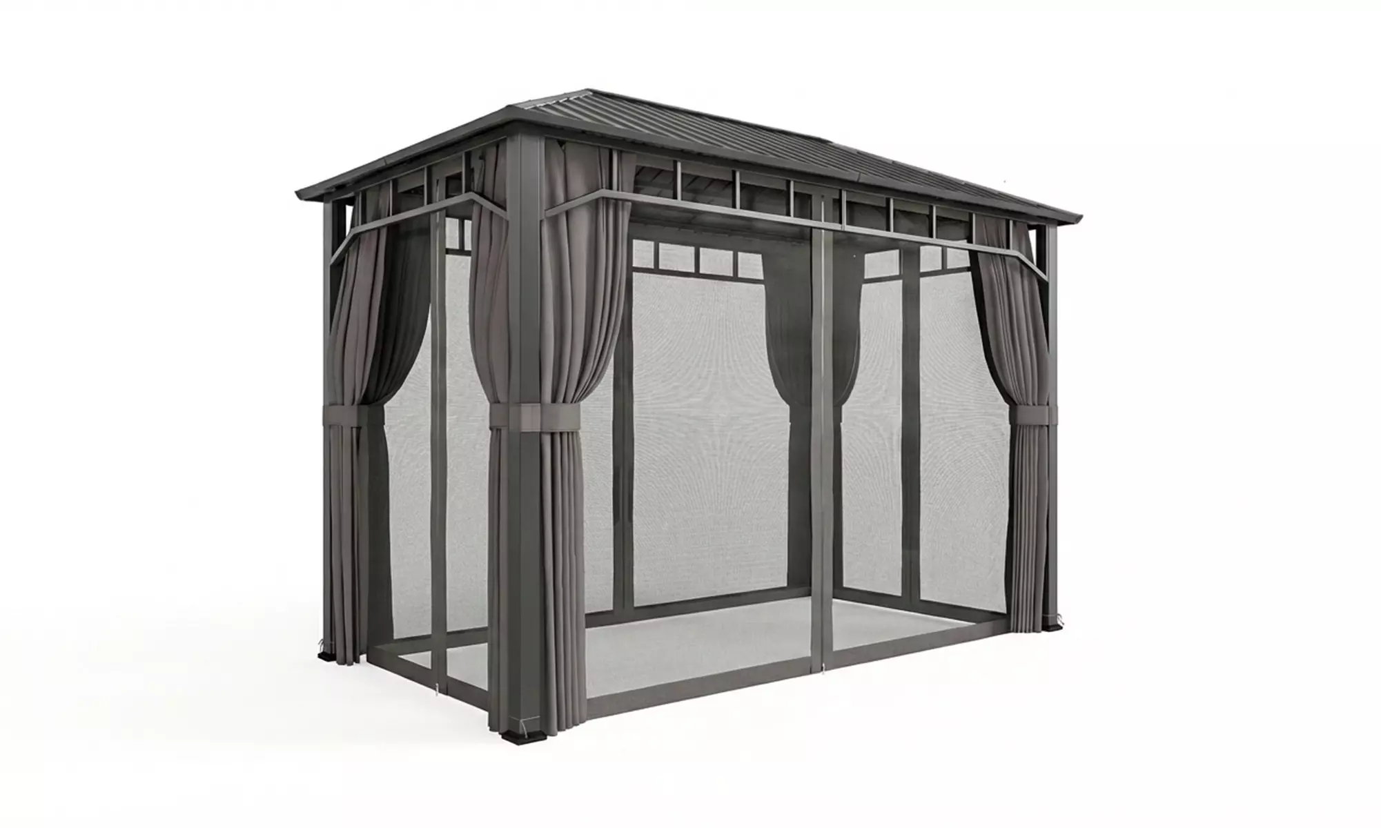 Outsunny Dark Grey Metal Garden Gazebo with Galvanised Roof