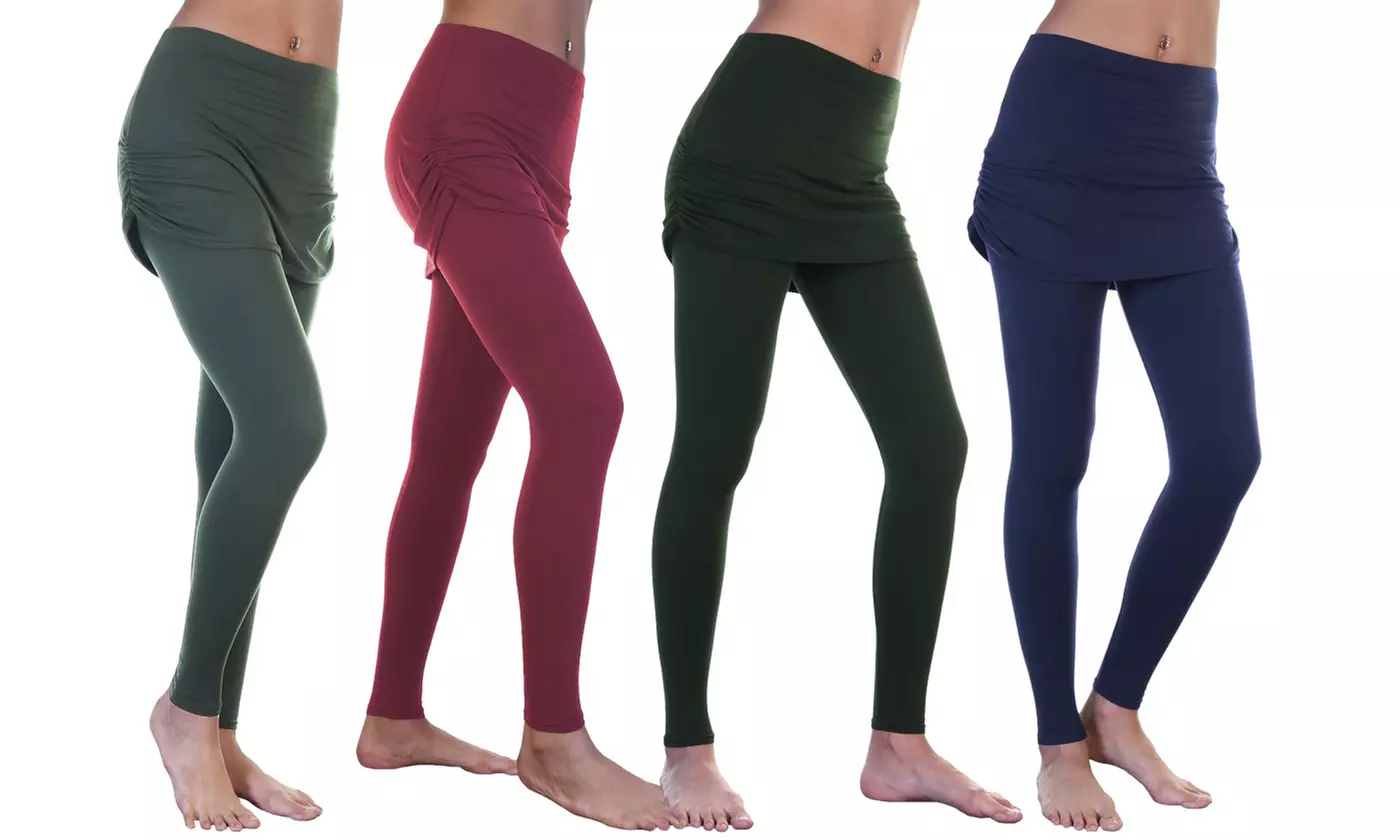 Angelina Women's Soft and Stretchy Mini Skirt Leggings (1-Pack or 4-Pack)