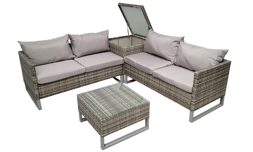 Image 5: Atlanta Rattan-Effect Corner Sofa Set in Grey with a Coffee Table 