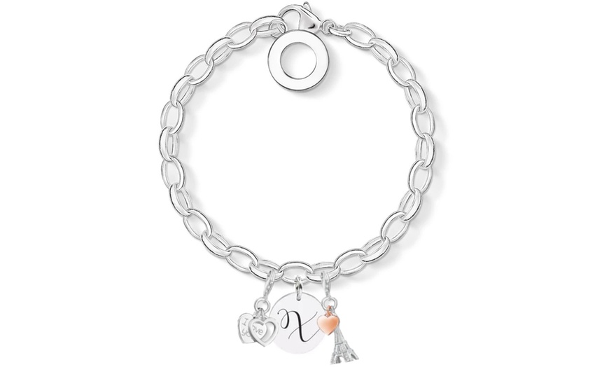 Image 25: Initial Charm Bracelet Made with Crystals from Swarovski®