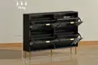 HomCom Narrow Shoe Cabinet with Four Flip Drawers - Image 5