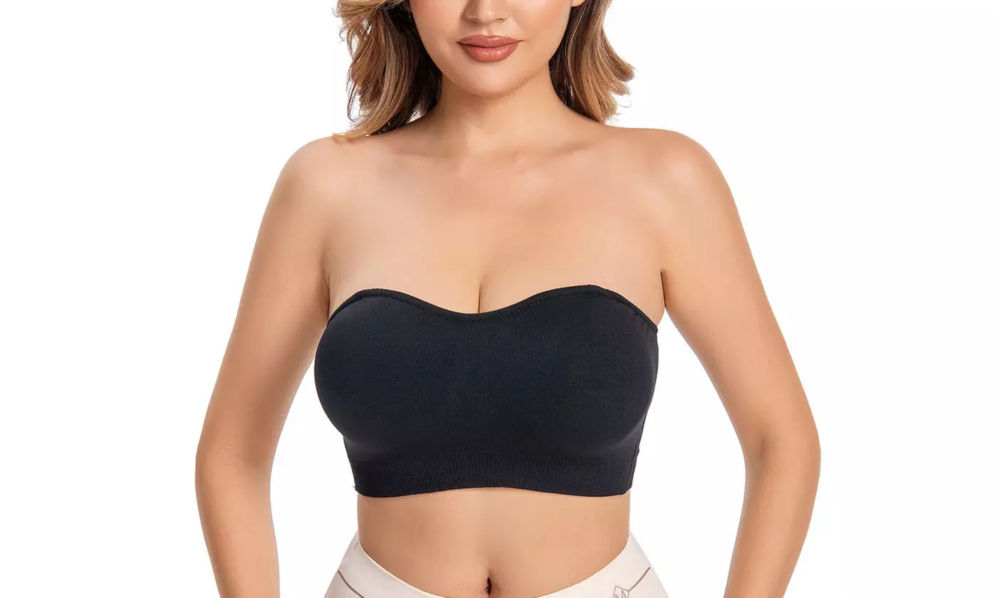 Women Strapless Bralette Seamless Bandeau Padded Tube Top Bra