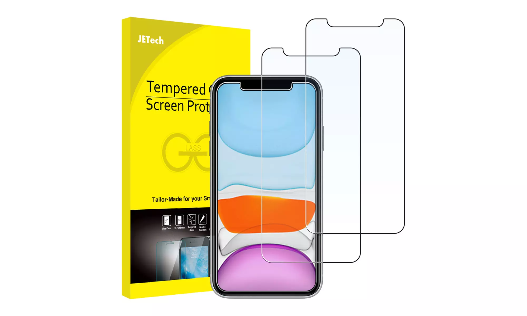 Screen Protector for iPhone X/XR/XS/XS Max/11/12, 11/12 Pro, 11 Pro Max, 2 Pack