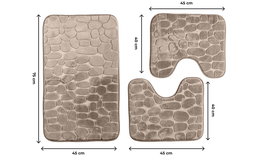 Image 9: Set di 3 tappeti bagno antiscivolo con imbottitura effetto memory