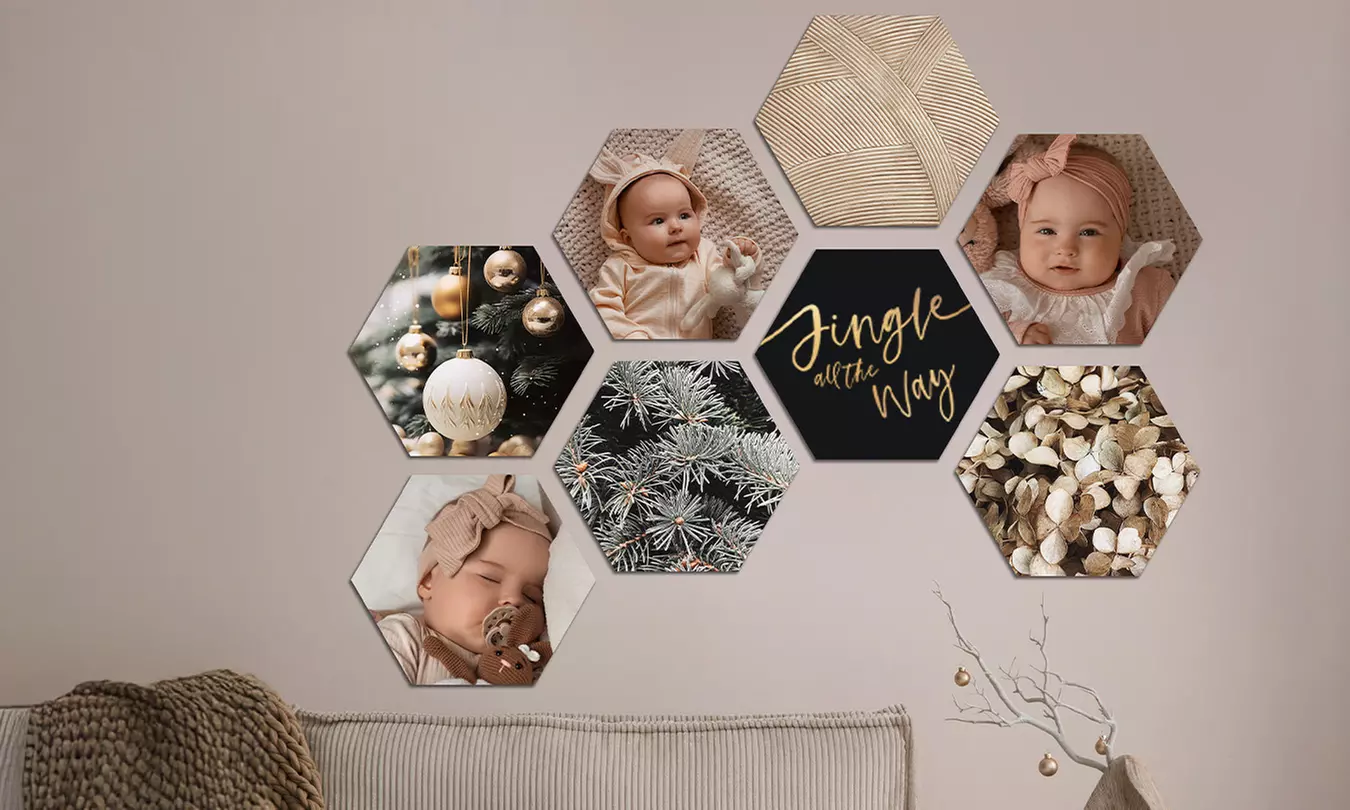 Personalisierbare Hexagon-Fotos als Set in verschiedenen Größen