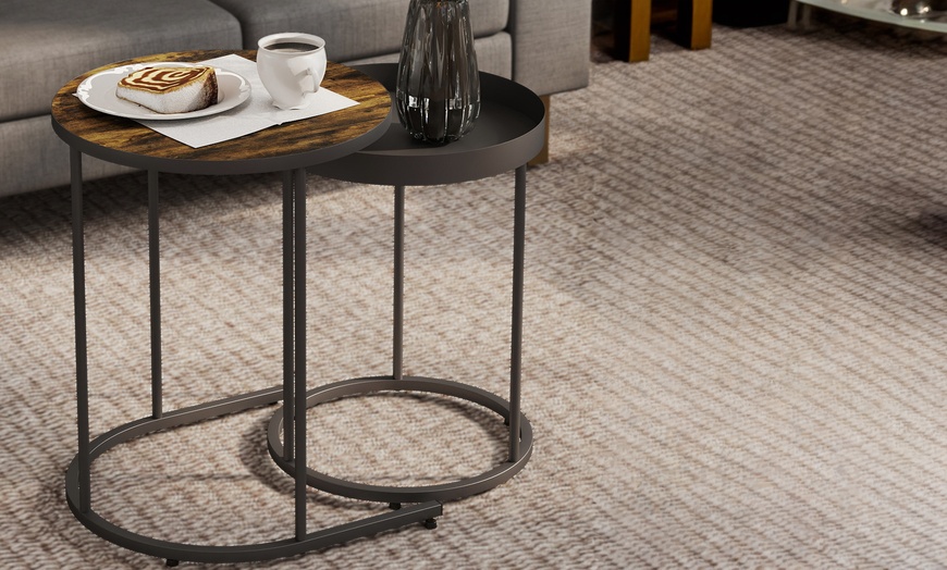 Image 11: HomCom Nesting Side Tables, Space-Saving Design
