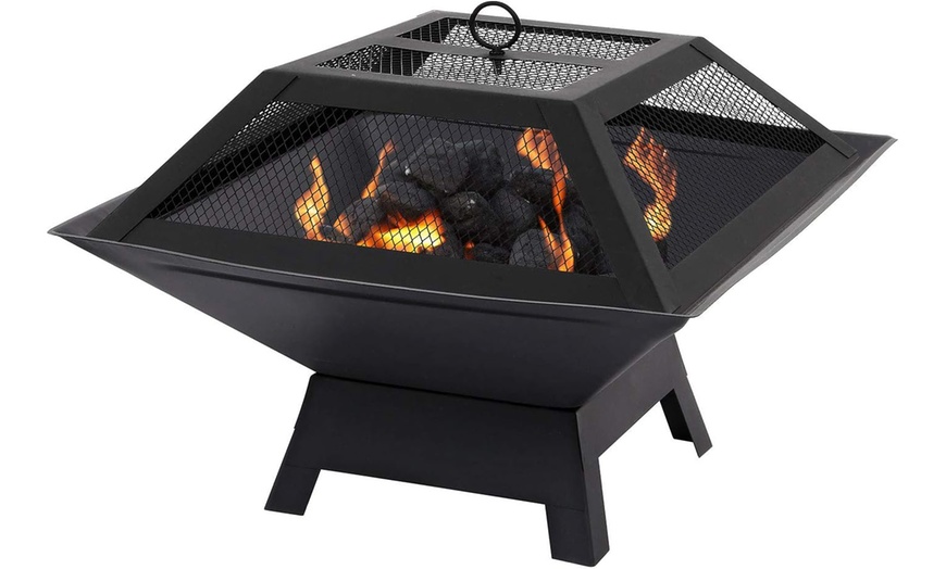 Image 6:  Outdoor Fire Pit with BBQ Grill - Multi-functional, Portable & Easy Clean