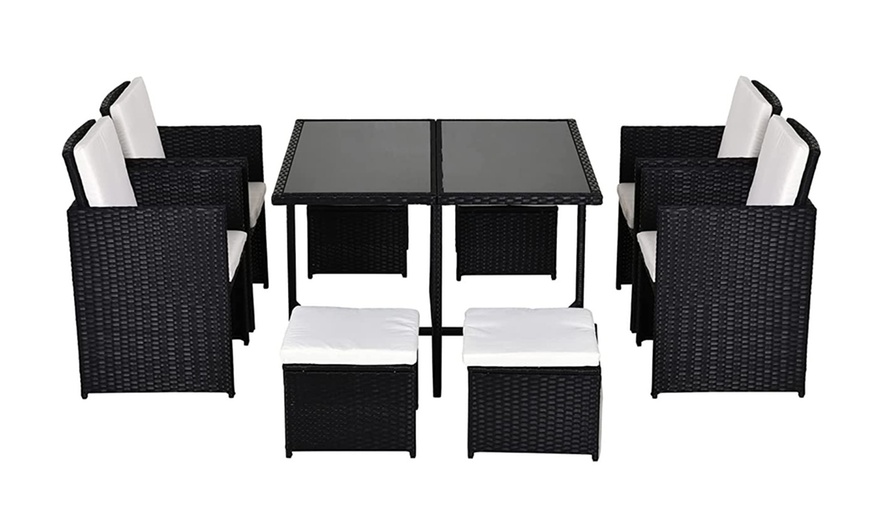 Image 16: 8 or 4 Seater Corner Rattan Garden Furniture Set with Table