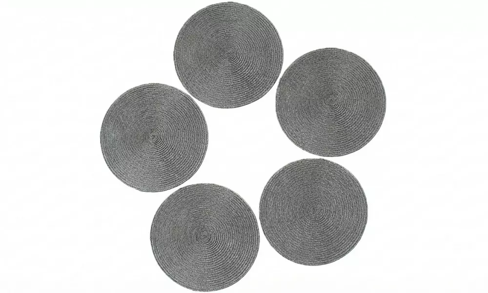 Set di 5 tovagliette rotonde intrecciate