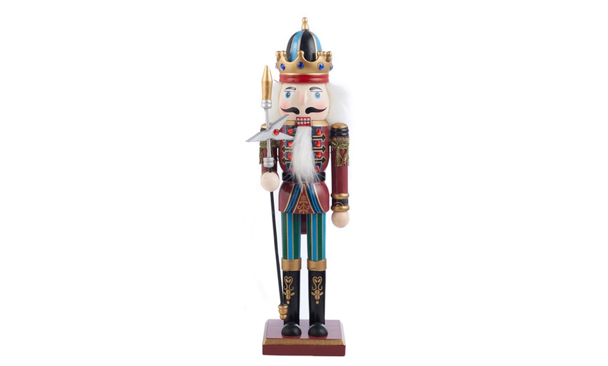 Image 3: Living And Home Wooden Nutcracker Soldier Figurine Christmas Ornament