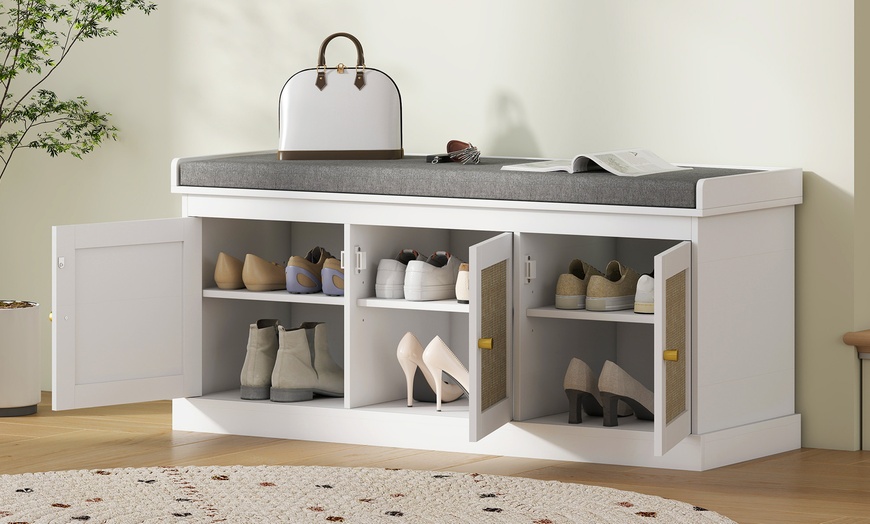 Image 3: HomCom Shoe Storage Bench 