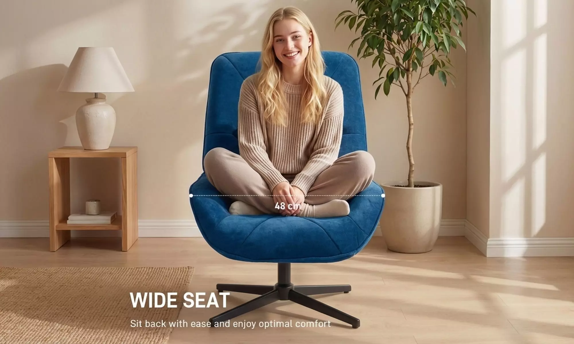 HOMCOM 360° Swivel Chenille Accent Chair with Lumbar Pillow