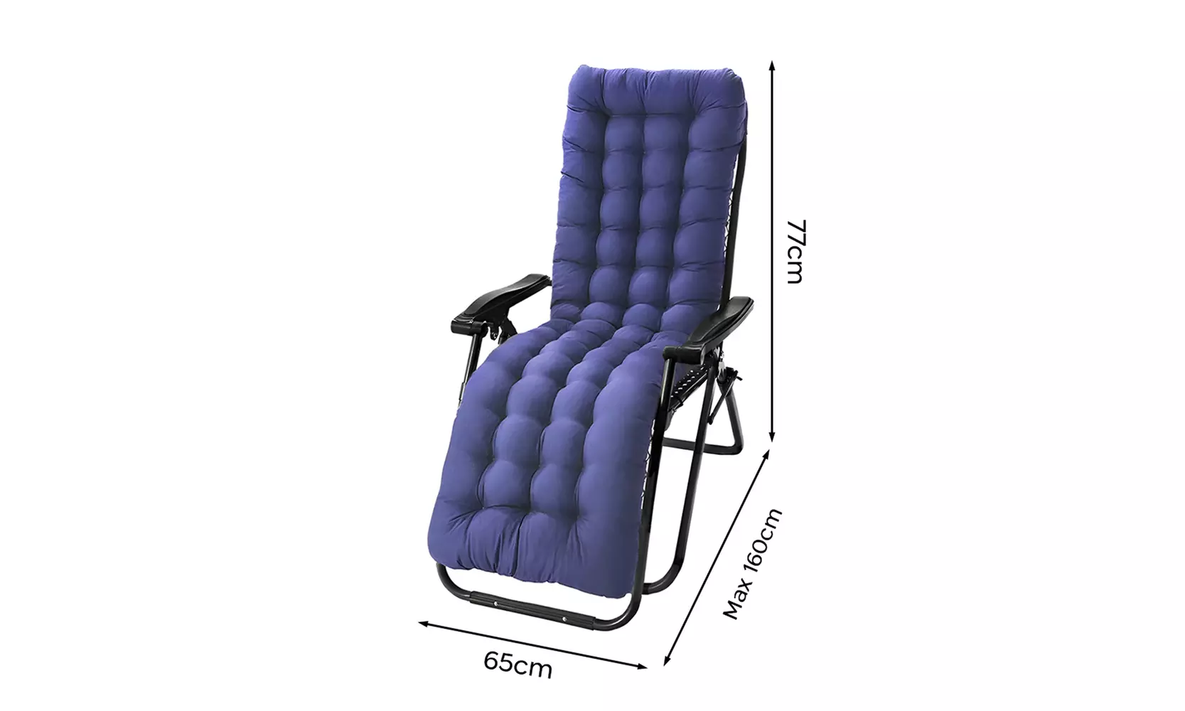 Chaise pliante avec coussin et dossier inclinable