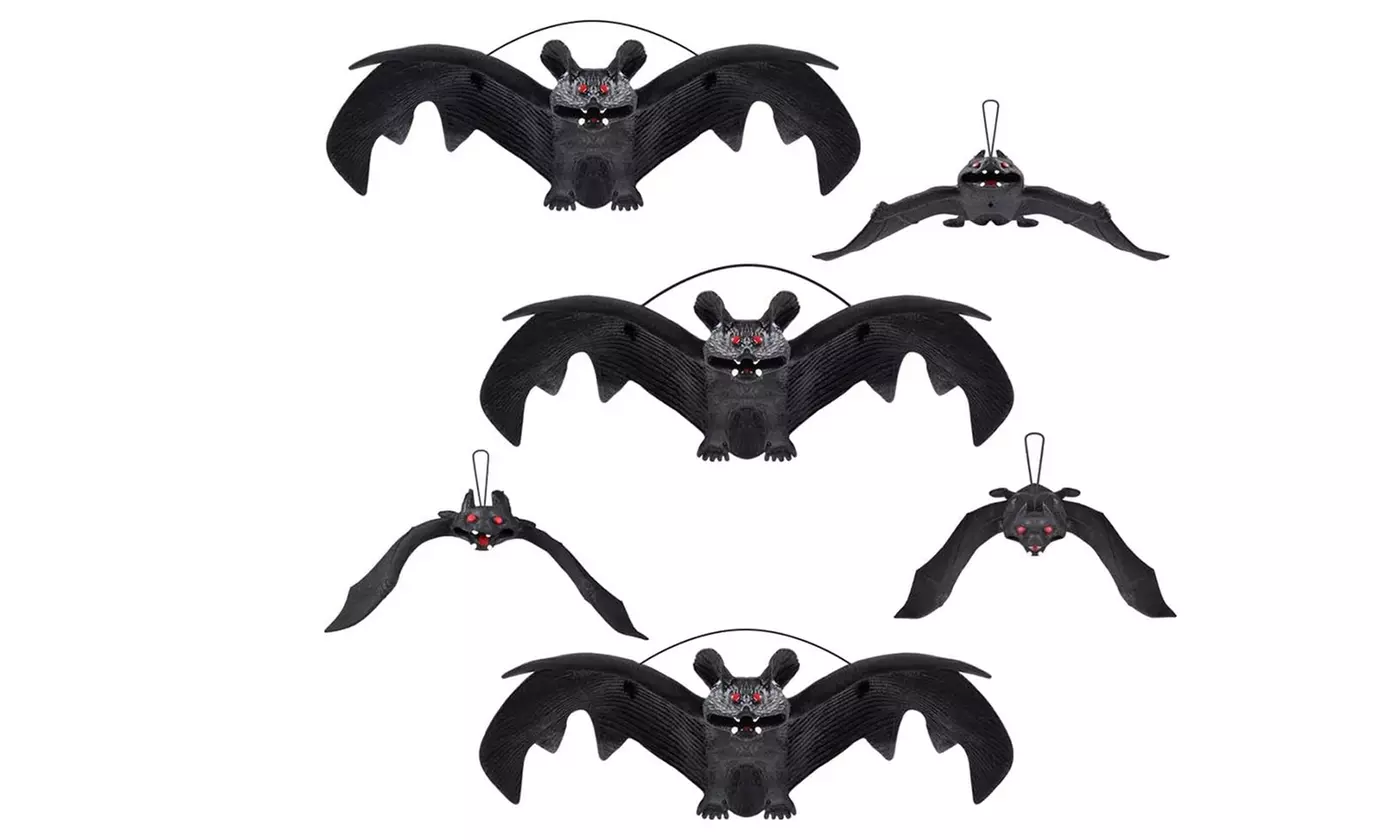 4pcs Halloween Hanging Fake Bat Decoration Props Party Decor Prank Joke - Second Medium
