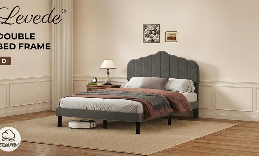 Image 13: Levede Minimalist Upholstered Bed Frame Collection