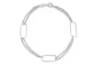 925 Solid Sterling Silver 7MM Paperclip Double Curb Chain Bracelet 7" Inch Italy - Second Medium