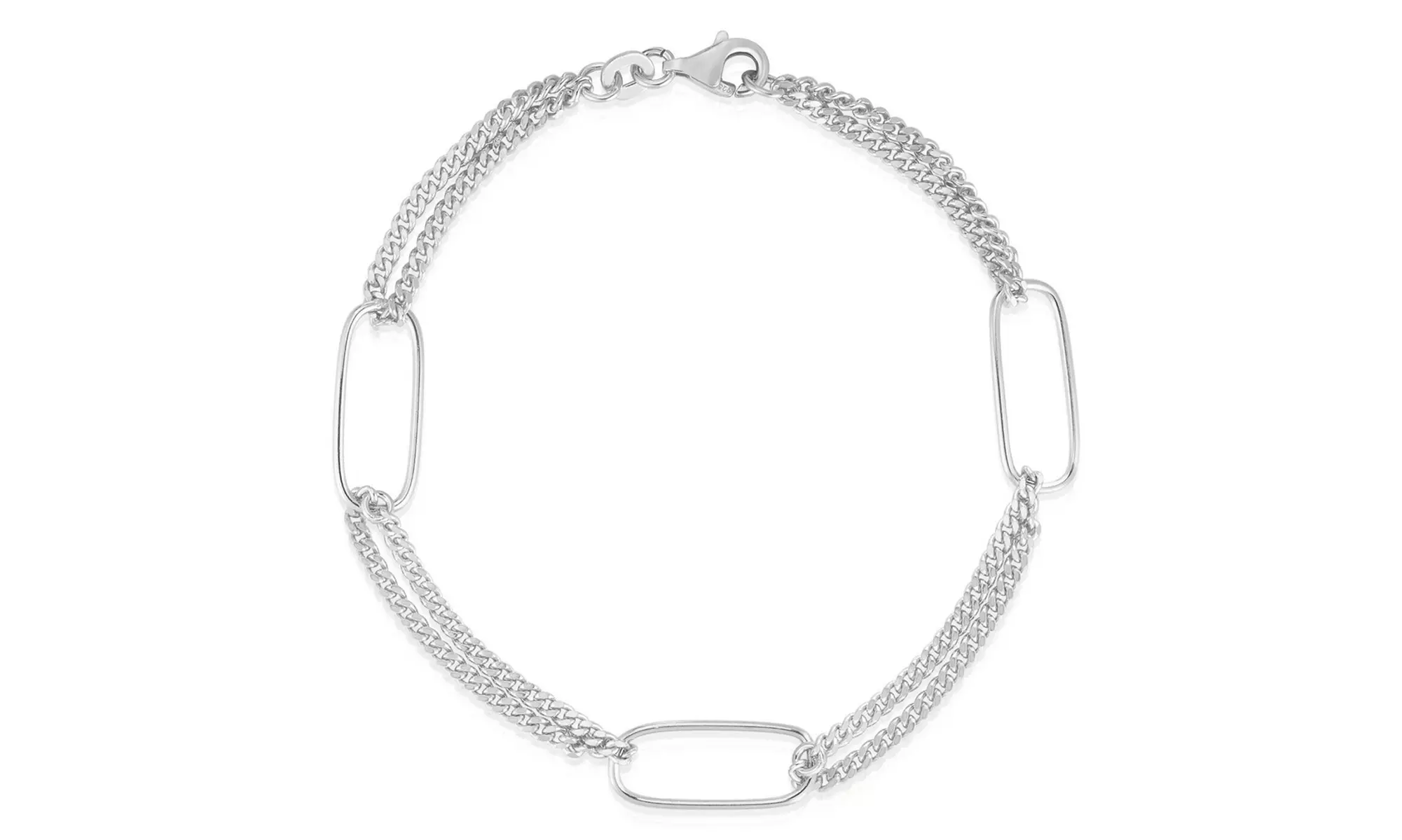 925 Solid Sterling Silver 7MM Paperclip Double Curb Chain Bracelet 7" Inch Italy