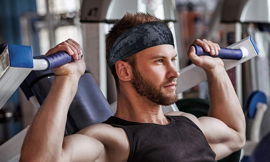 Image 2: Moisture Wicking Headband For Women Men Sweatband Sports Fitness Yoga Running