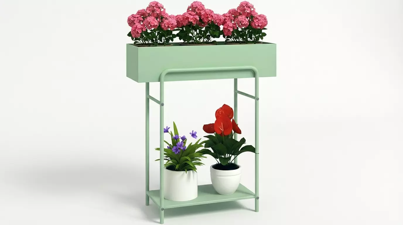 Outsunny 2-Tier Metal Plant Shelf