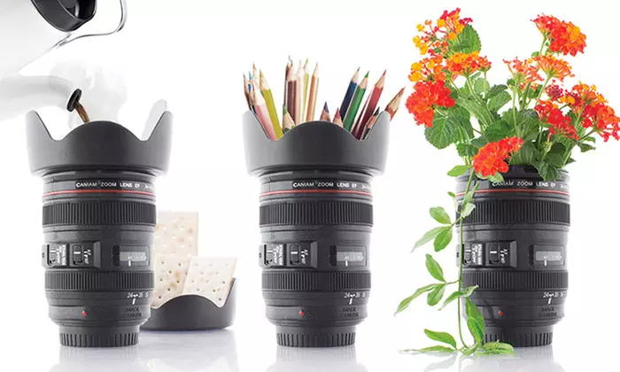 Origineller Kaffeebecher als Kamera Objektiv - Primary Image