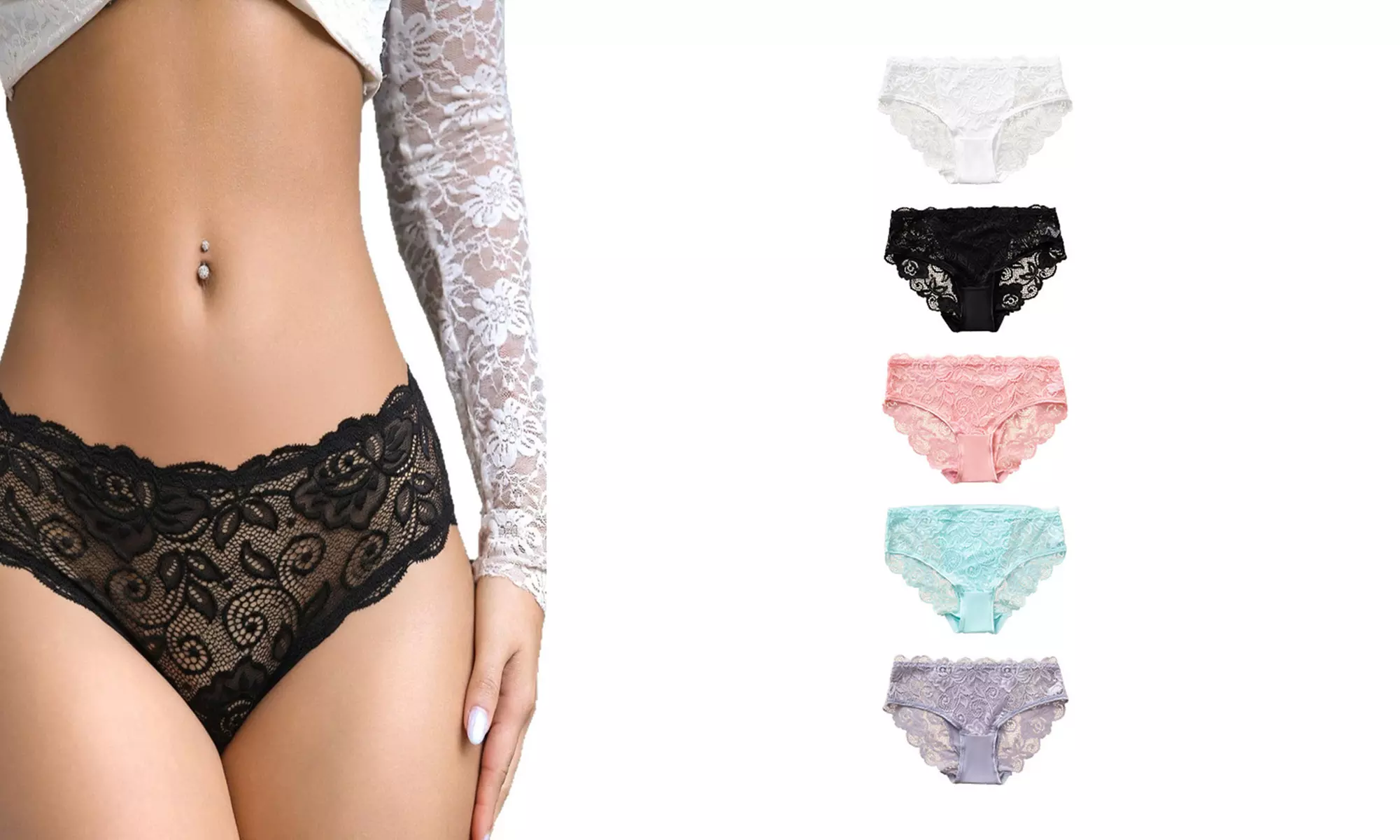 Women’s Lace Stretch Briefs in Mixed Colours