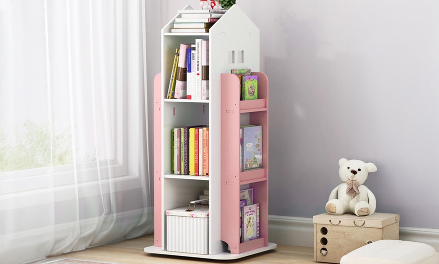 Image 4: 10-Tier Rotating Kids Bookshelf with Eco-Friendly Safe
