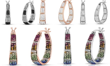 Crystal Hoop Earrings - Rose Gold - YEIDID INTERNATIONAL INC