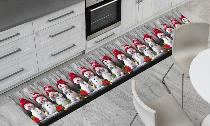 Image 1: Tappeto passatoia da cucina in stile natalizio