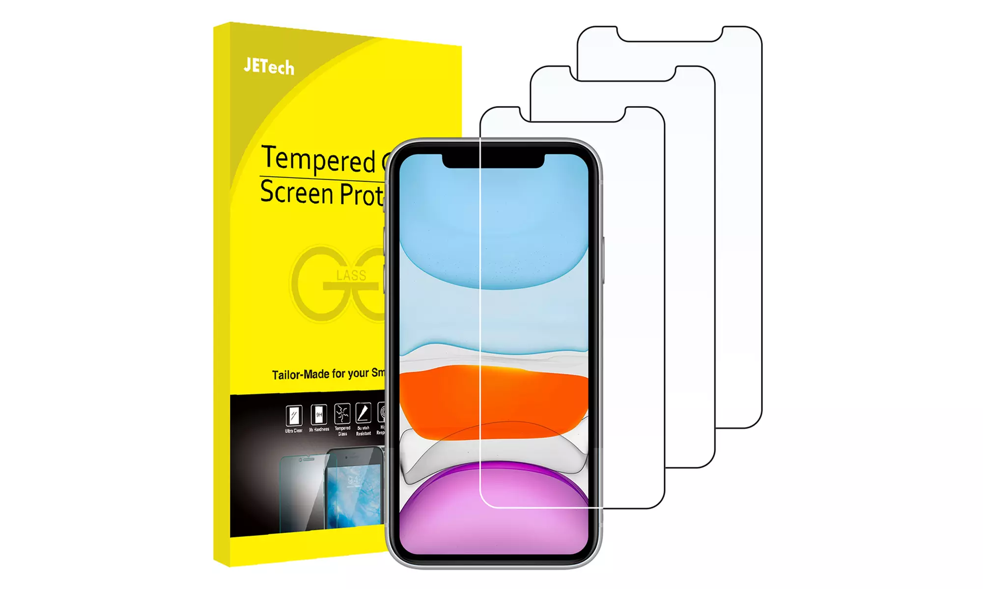 Screen Protector for iPhone X/XR/XS/XS Max, 11/12/13, Mini, Pro, Pro Max, 3-Pack
