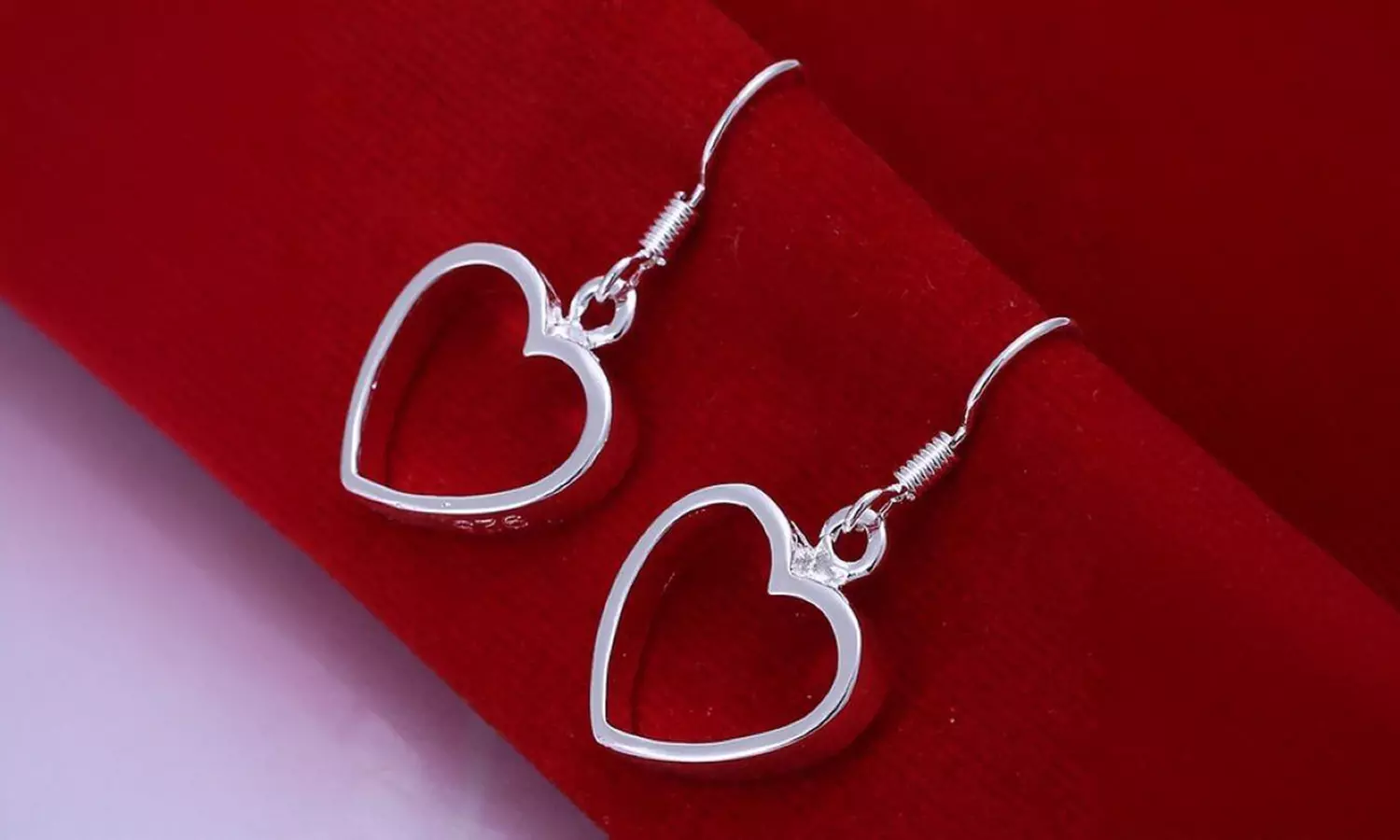 925 Sterling Silver Hollow Open Heart Drop Dangle Earrings