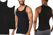 ToBeInStyle Men's Multi-Pack Of Slim Fit Shallow Scoop Neck Sleeveless A-Shirts - Second Medium