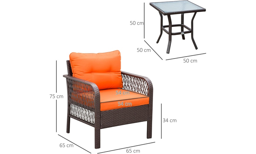 Image 28: Outsunny Woven Bistro Set with 2 Chairs and Table, Choice of Styles
