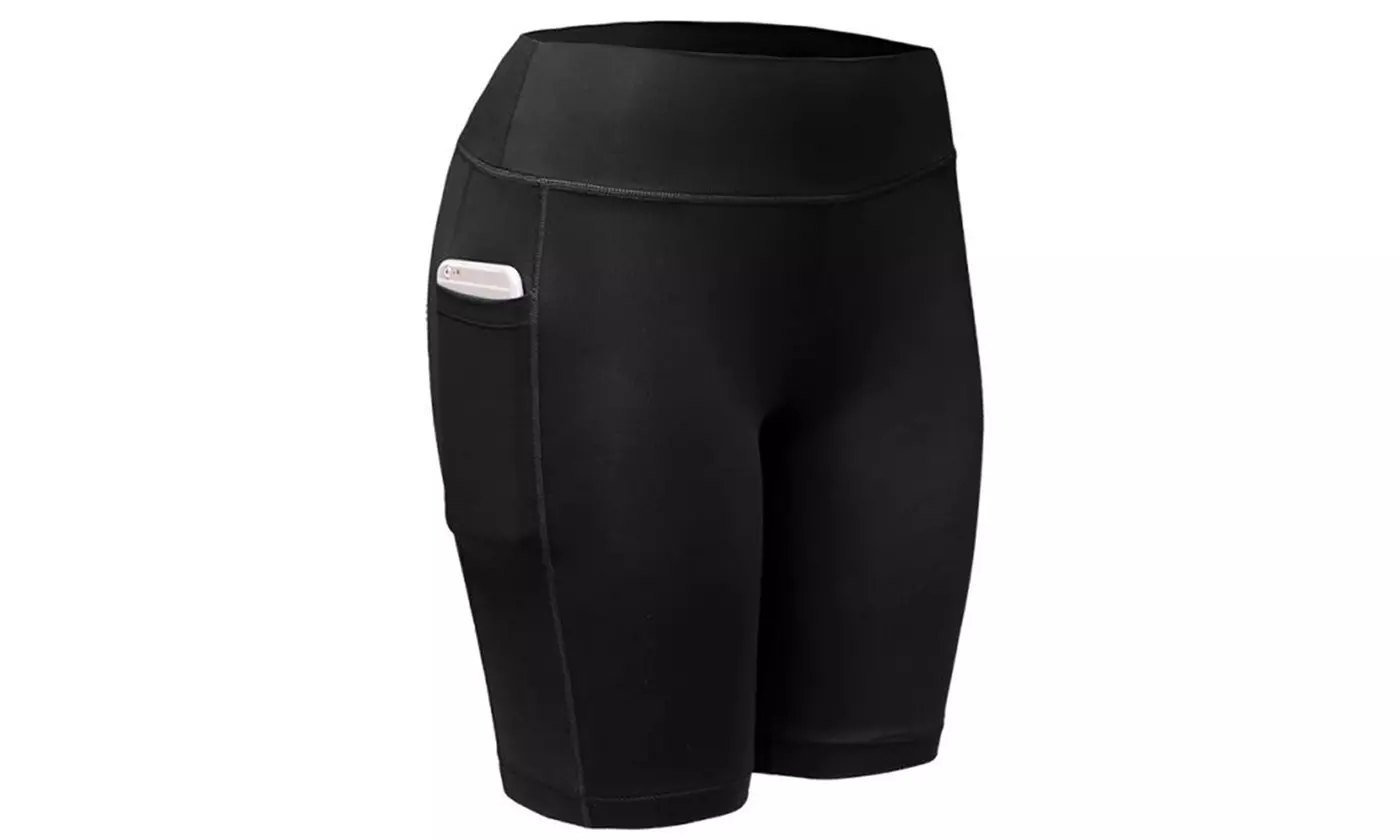 Women's High Waist Shorts Pocket Running Leggings with Side Pocket
