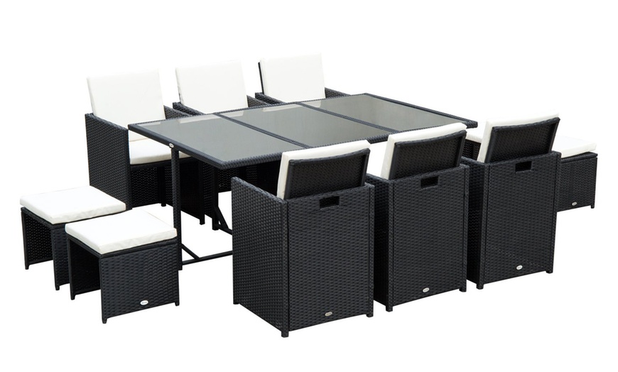 Image 4: 10-Seater Outsunny Rattan Garden Furniture Set with Cushions and Table