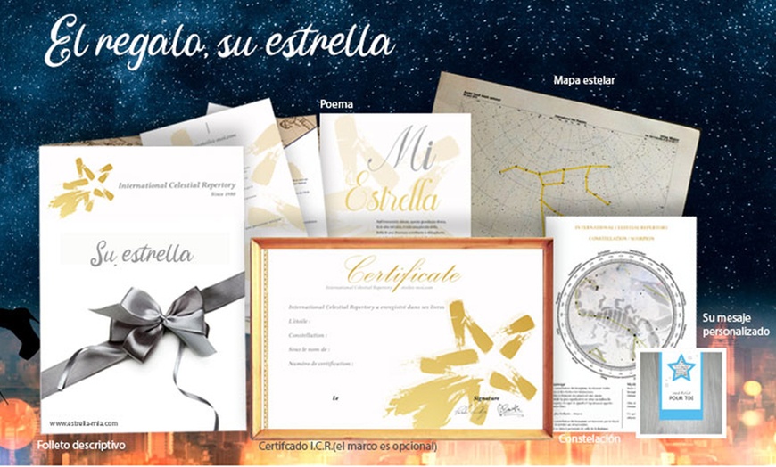 Image 3: Registro de estrella con certificado online o físico con Estrella Mía