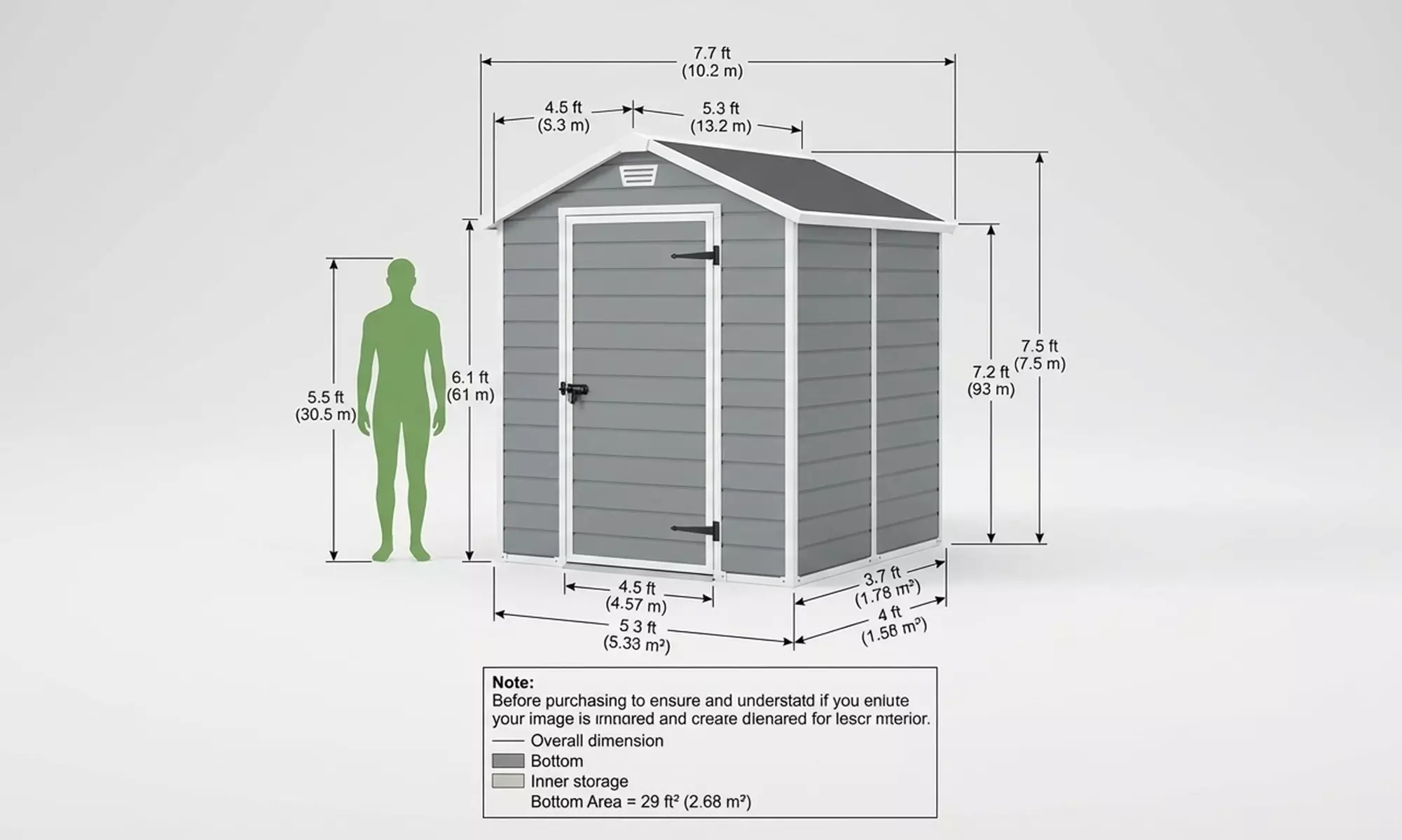 Outsunny Galvanised Steel Garden Storage Shed with Double & Side Doors