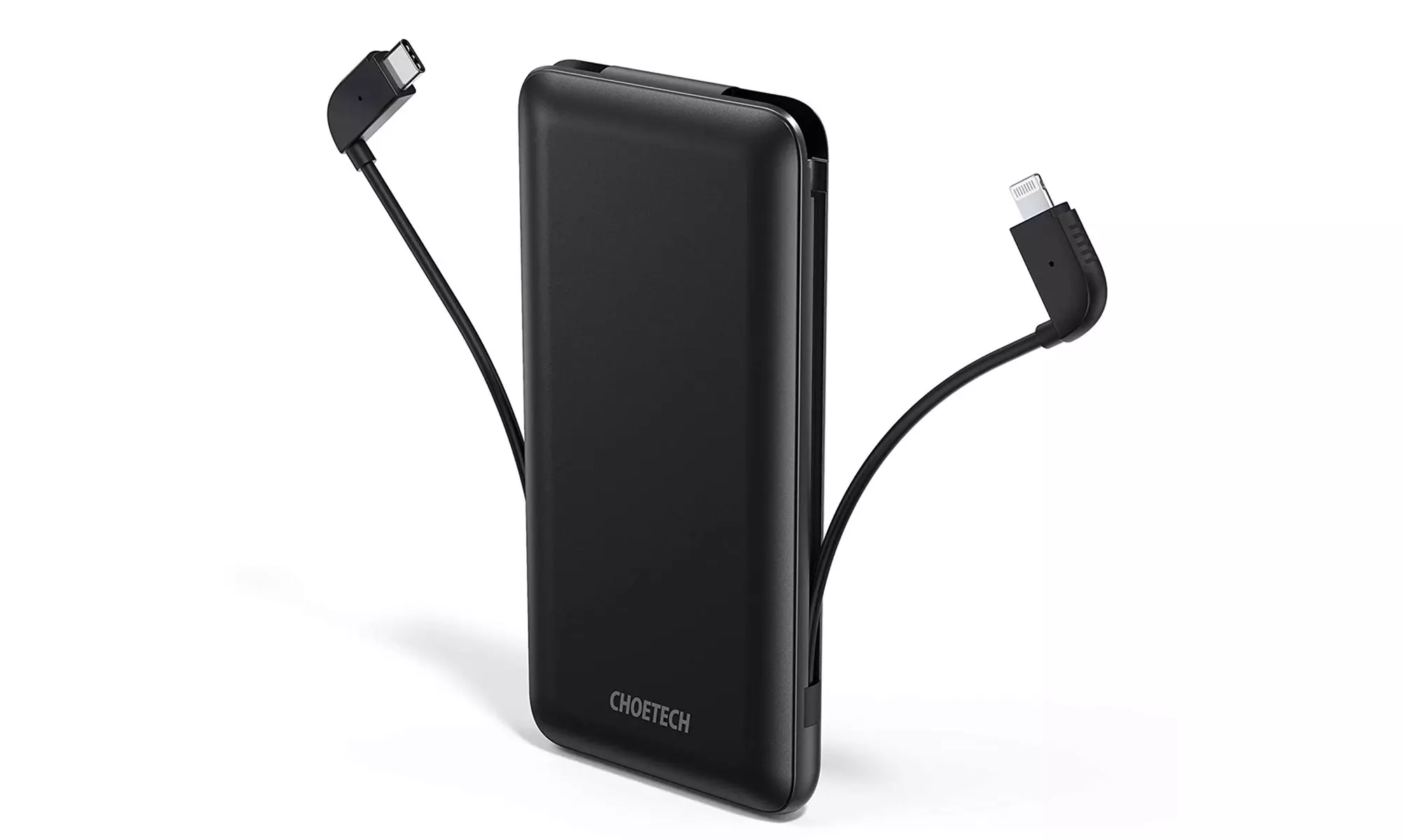 CHOETECH Power Bank with Built-in USB-C and Lightning Cables 10,000 mAh Charger
