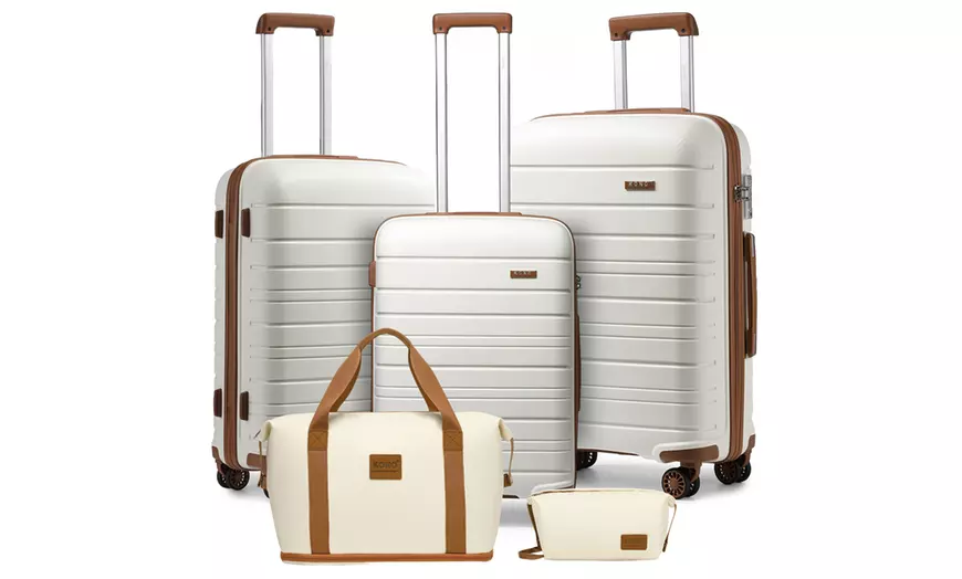 Image 4: Kono 5-Piece Suitcase Set; 20/24/28 Inch, Durable & TSA-Approved