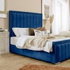 Image 1: Houston Bed Frame, Elegant Crushed Velvet or Plush Fabric