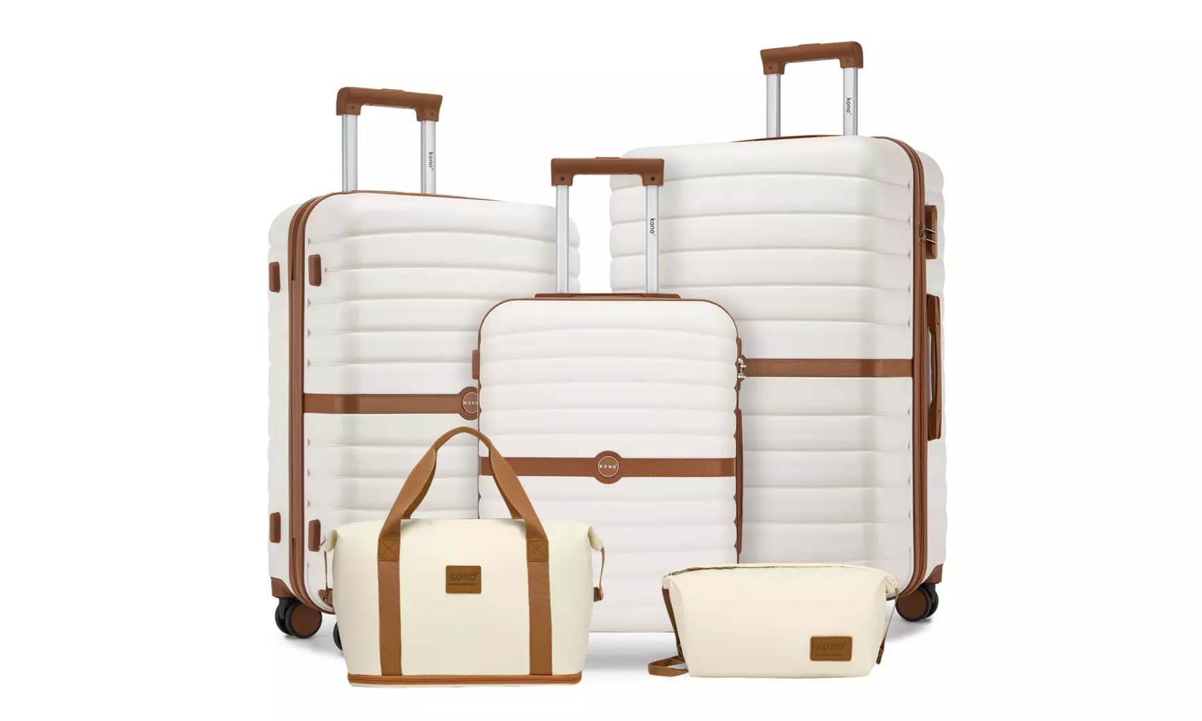 KONO Cream Brown 1 to 3-Piece PC Hard Shell Luggage and Travel Bag Set