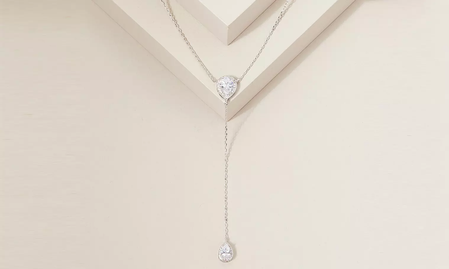 Pear Cut Crystal Halo Drop Necklace Made With Crystals From Swarovski