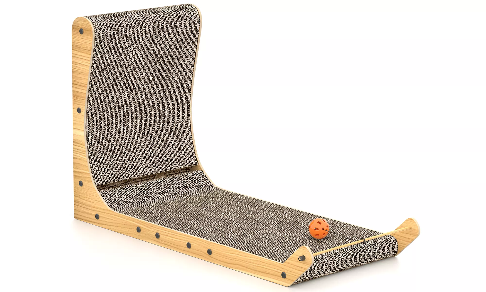 L-förmiges Kratzbrett mit Ball für Katzen