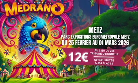 1 place en Tribune d'Honneur pour « La Légende de l’Oiseau Bleu » : Le 25 février 2026 / 14h00 - « La Légende de l’Oiseau Bleu » du Cirque Medrano à Metz