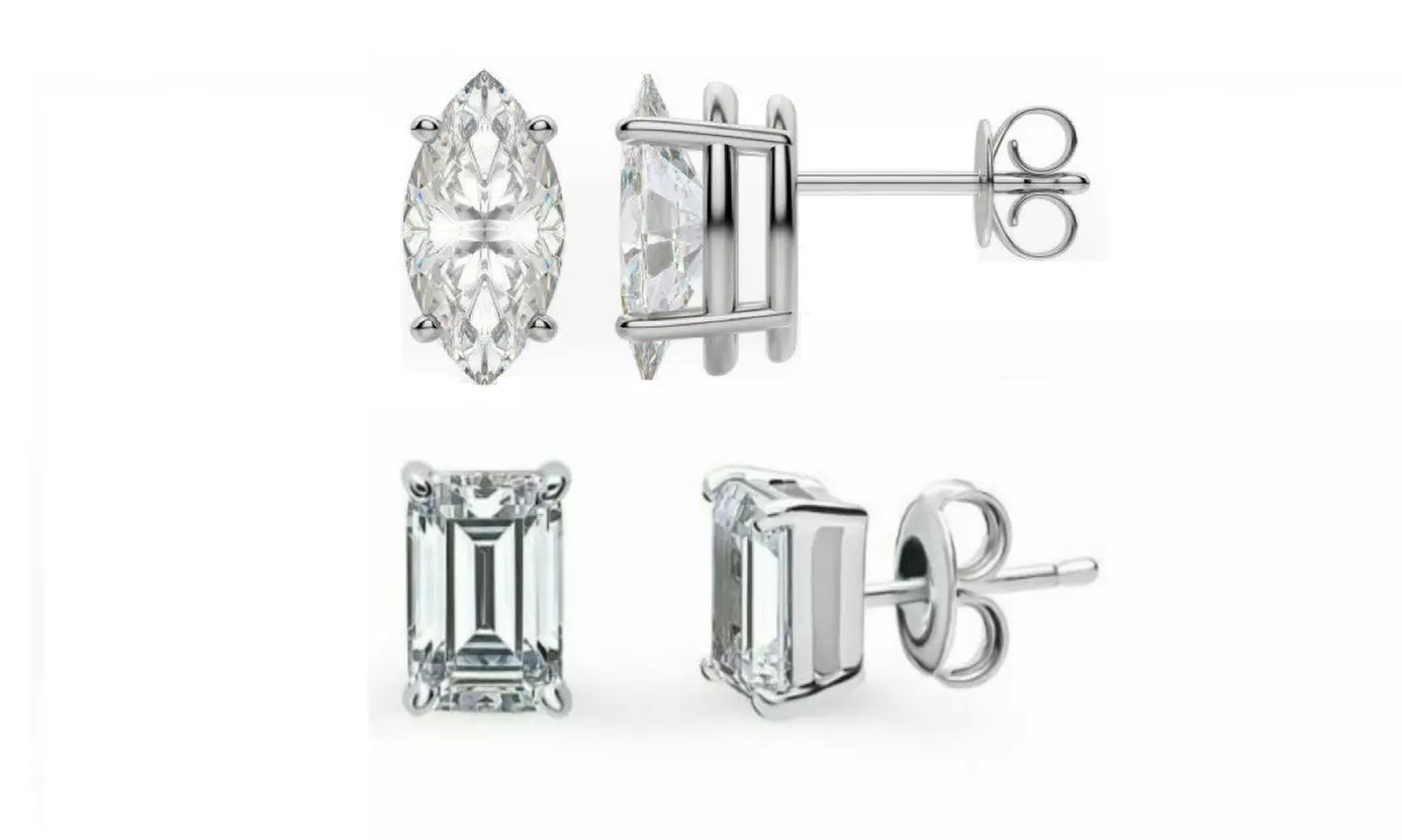 Sterling Silver 2.00 CTTW Marquise Studs With Crystal From Swarovski