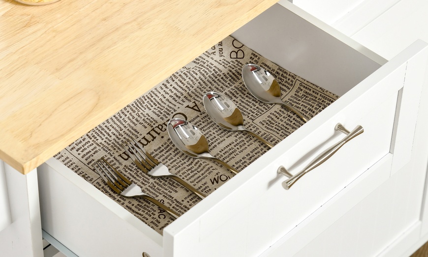 Image 3: HOMCOM Modern Rolling Storage Kitchen Island