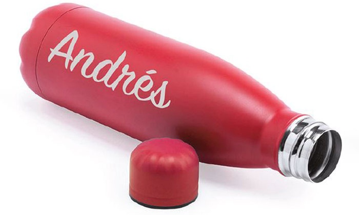 Botella personalizada con nombre de acero inoxidable, opción a llavero