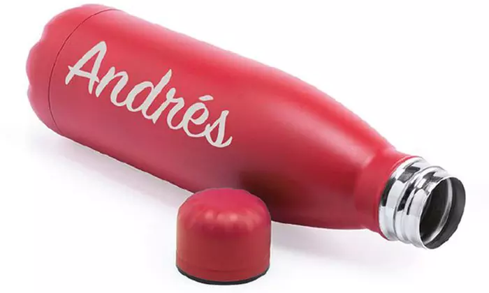 Botella personalizada con nombre de acero inoxidable, opción a llavero